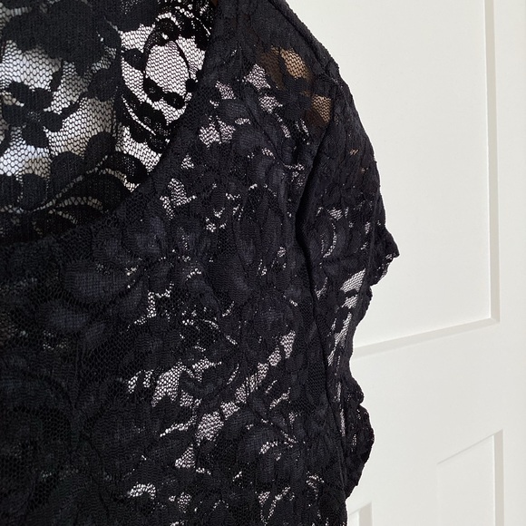 Anthropologie Crewneck Short-Sleeve Top Black Lace Tee NEW Small - Picture 7 of 15